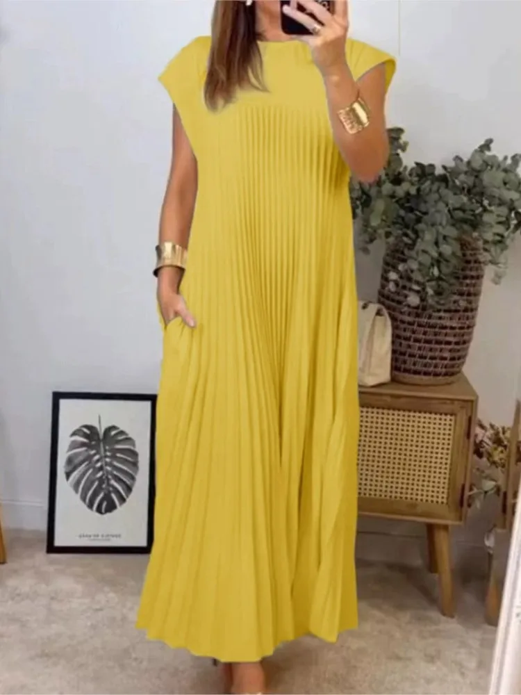 Spring Summer Dress New Women's Elegant Fashionable Round Neck Sleeveless Hundred Fold Long Dress
Spring Summer Dress New Women's Elegant Fashionable Round Neck Sleeveless Hundred Fold Long Dress