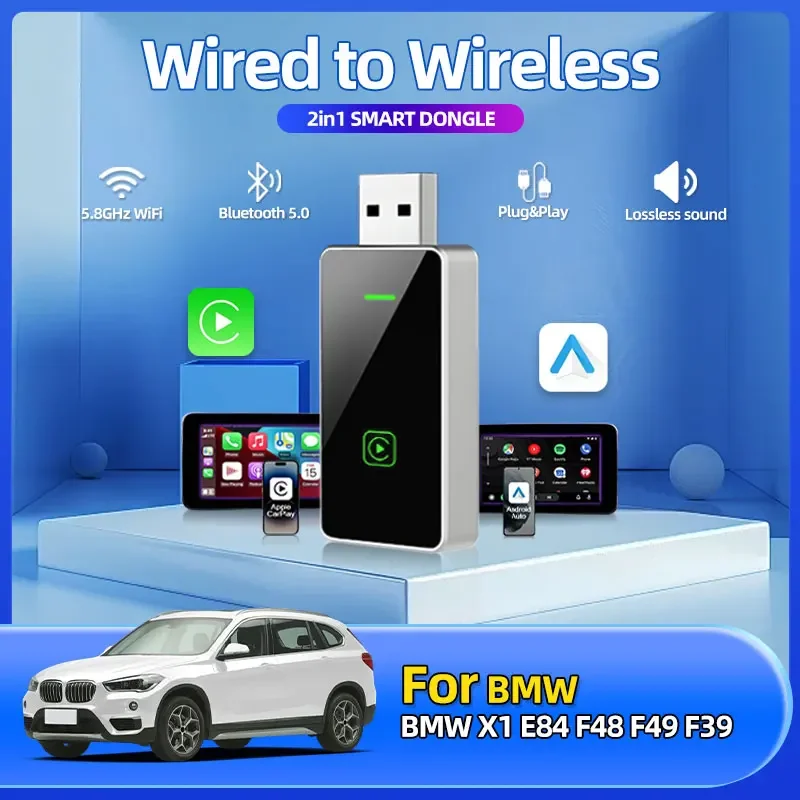 Carplay Wireless Adapter Android Auto 2in 1 Smart Dongle 5G WIFI For iphone Android Phone For BMW X1 E84 F48 F49 F39
Carplay Wireless Adapter Android Auto 2in 1 Smart Dongle 5G WIFI For iphone Android Phone For BMW X1 E84 F48 F49 F39