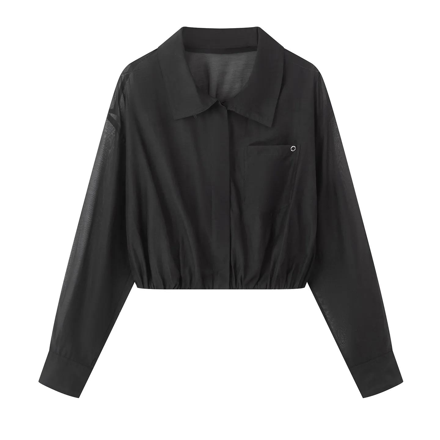 Xiao Ai's Summer 2026 New Style Slim Fit Black Sun Protection Shirt Simple Design Thin Material Flip Collar Women's Top
Xiao Ai's Summer 2026 New Style Slim Fit Black Sun Protection Shirt Simple Design Thin Material Flip Collar Women's Top