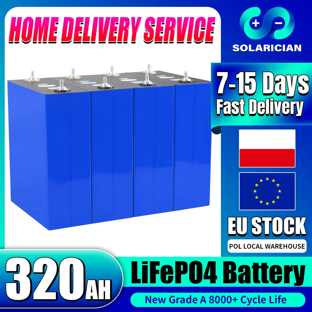 Grade A New 320Ah LiFePO4 3.2V Cell LFP Rechargeable Battery 8000 Cycle bateria Solar Battery DIY 12V 24V 48V Lifepo4 Cells Pack 
Grade A New 320Ah LiFePO4 3.2V Cell LFP Rechargeable Battery 8000 Cycle bateria Solar Battery DIY 12V 24V 48V Lifepo4 Cells Pack