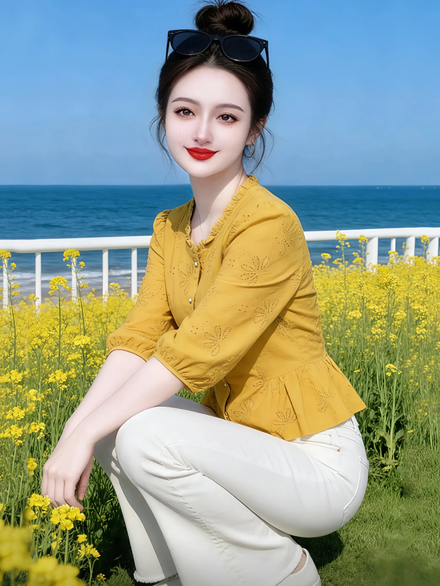 Yellow Five-Quarter Sleeve round Neck Shirt Women's Summer New Style Casual Loose Fit White Enhancing Fashionable Versatile Top
Yellow Five-Quarter Sleeve round Neck Shirt Women's Summer New Style Casual Loose Fit White Enhancing Fashionable Versatile Top