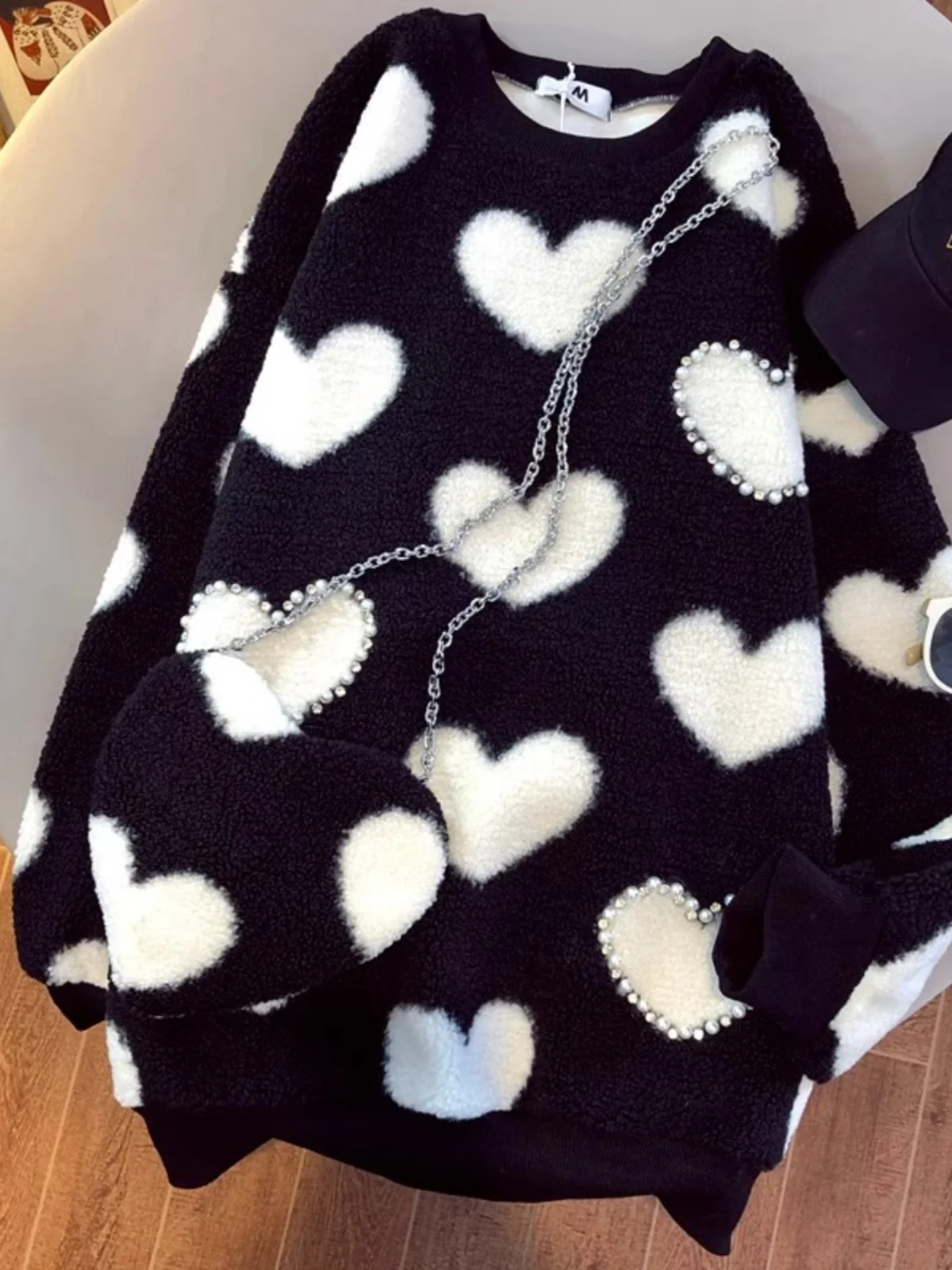 Свободный свитшот из овечьего меха на подкладке больших размеров, женская верхняя одежда средней длины, закрывающая живот, осень-зима
Свободный свитшот из овечьего меха на подкладке больших размеров, женская верхняя одежда средней длины, закрывающая живот, осень-зима