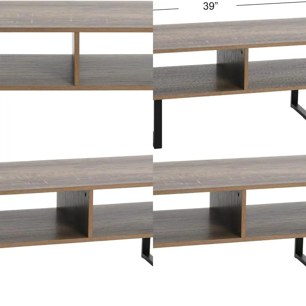 Rustic Ashwood & Black Metal Jamestown TV Stand with Rectangular Storage
Rustic Ashwood & Black Metal Jamestown TV Stand with Rectangular Storage