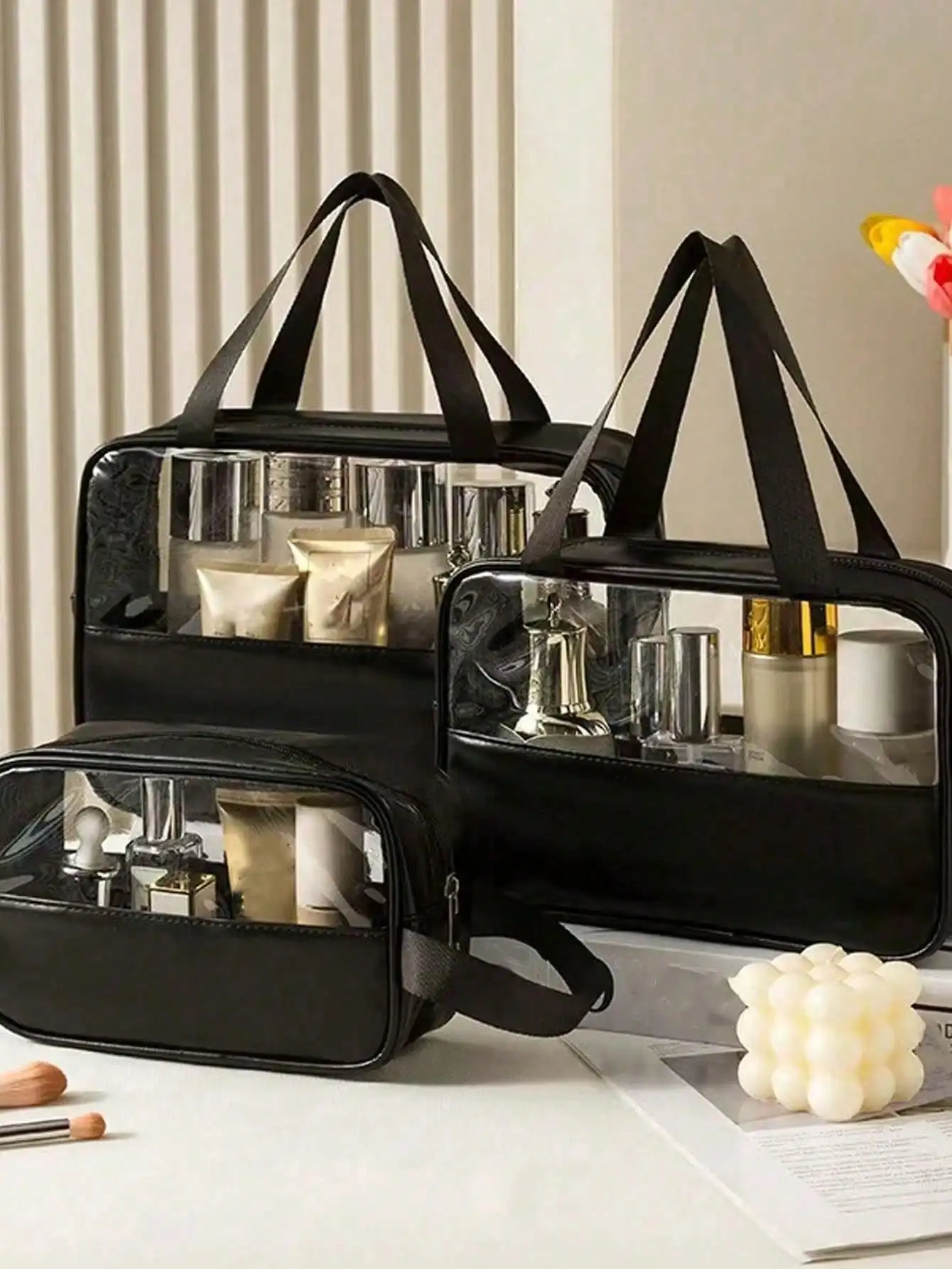 1pc PU Leather Transparent Zipper Toiletry Bag, Portable Waterproof Storage Travel Organizer, Large Capacity Multi-Function Clear PVC Cosmetic Bag, Bathroom Portable Swimming Gym Bag, Tropical Beach Style, Unisex, Back To School Supplies
1pc PU Leather Transparent Zipper Toiletry Bag, Portable Waterproof Storage Travel Organizer, Large Capacity Multi-Function Clear PVC Cosmetic Bag, Bathroom Portable Swimming Gym Bag, Tropical Beach Style, Unisex, Back To School Supplies