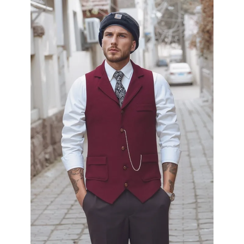 Новый мужской твидовый жилет без заутюживания с воротником-стойкой, европейский размер, с цепочкой, однотонный винтажный жилет.
Новый мужской твидовый жилет без заутюживания с воротником-стойкой, европейский размер, с цепочкой, однотонный винтажный жилет.