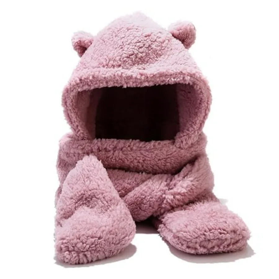 Umeepar Winter Bear Ear Sherpa Hood Hat Scarf Gloves 3 in 1 Hooded Scarf for Women Men
Umeepar Winter Bear Ear Sherpa Hood Hat Scarf Gloves 3 in 1 Hooded Scarf for Women Men