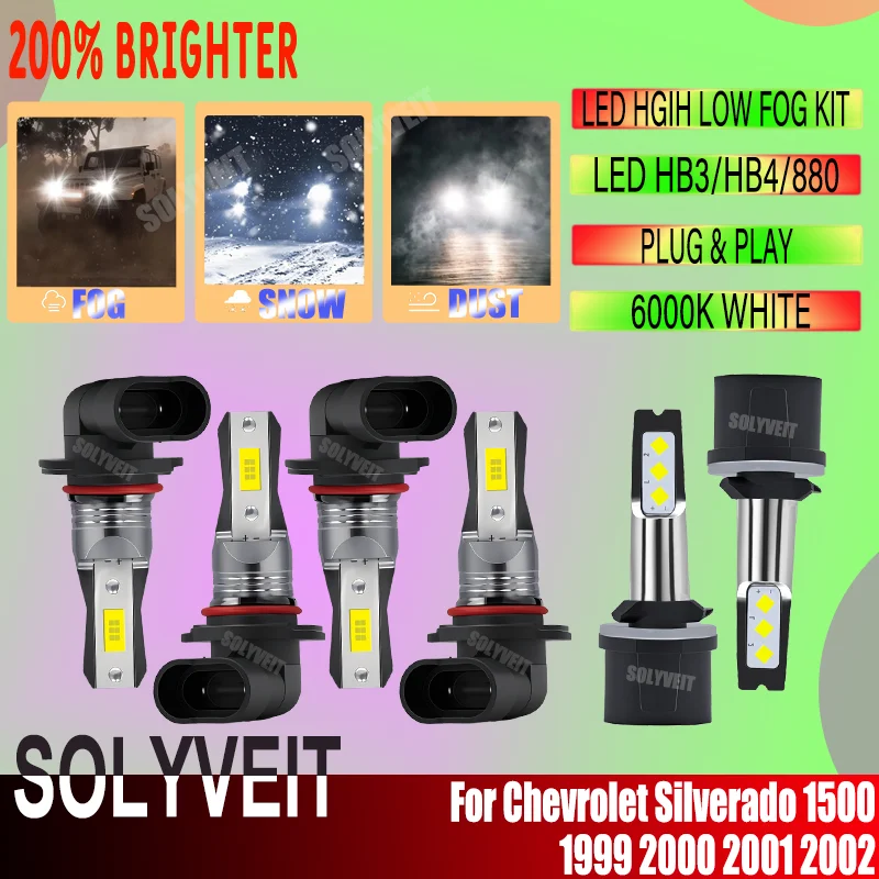 6000K White Light Transforms Your View LED Bulb 9005 HB4 880 High Low Fog Kit For Chevrolet Silverado 1500 1999 2000 2001 2002
6000K White Light Transforms Your View LED Bulb 9005 HB4 880 High Low Fog Kit For Chevrolet Silverado 1500 1999 2000 2001 2002