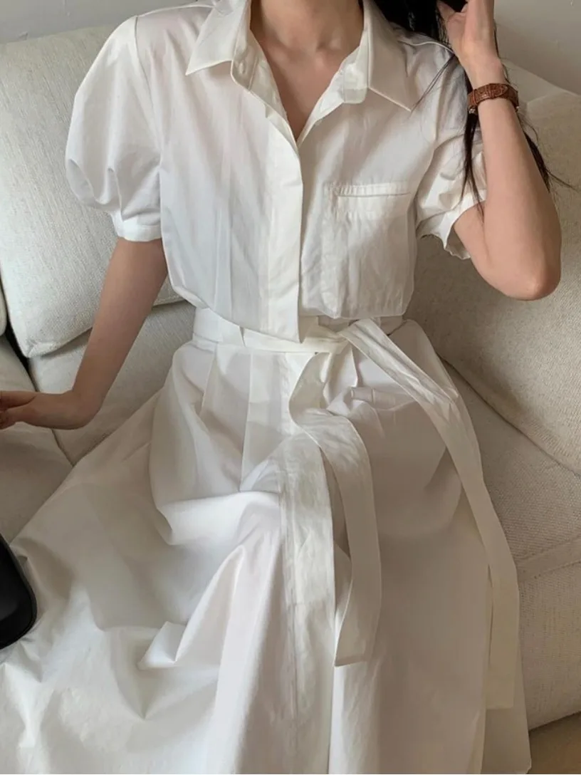 Chic Summer Vintage Turn-down Collar Single Button Waist-cinching Slimming Midi ort-sved Dr Women's Faion Spring Au...
Chic Summer Vintage Turn-down Collar Single Button Waist-cinching Slimming Midi ort-sved Dr Women's Faion Spring Au...