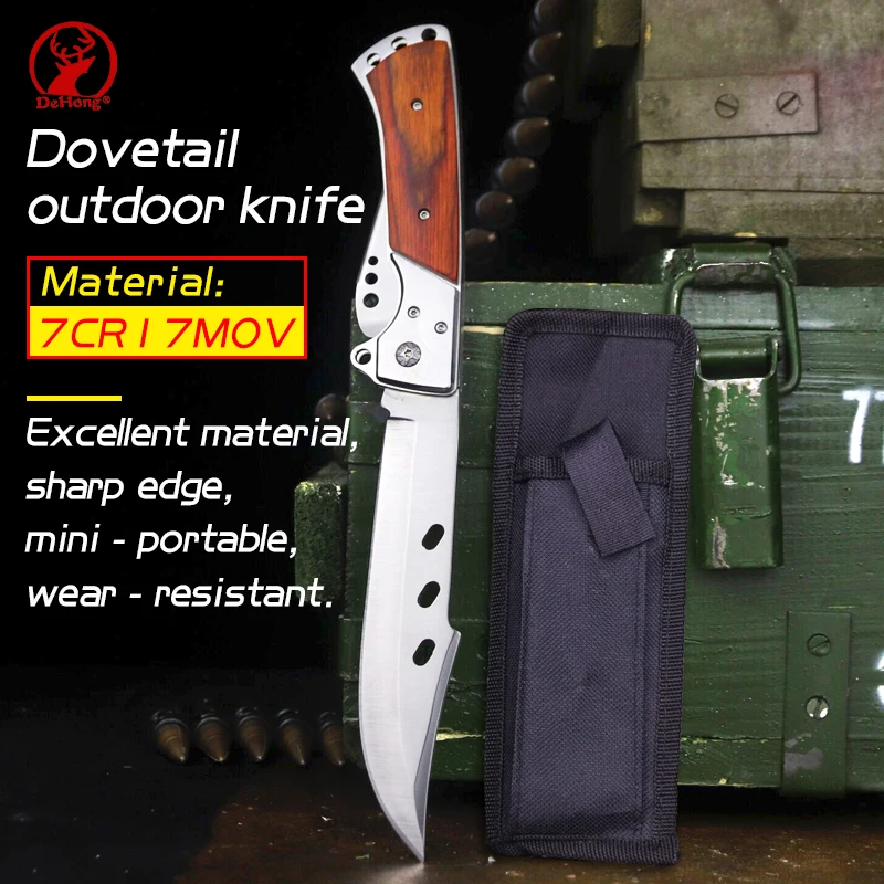 Swallow tail Folding knife 7CR17MOV Stainless steel vehicle camping tactical knife Outdoor adventure high hardness sharp knife
Swallow tail Folding knife 7CR17MOV Stainless steel vehicle camping tactical knife Outdoor adventure high hardness sharp knife