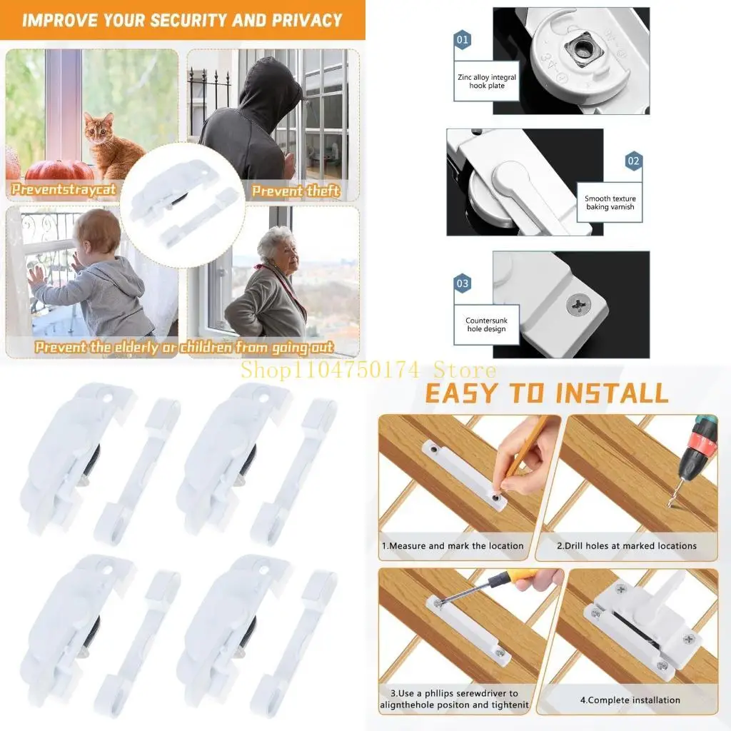 Pack of 4 Sliding Window Sash Lock for Vertical and Horizontal Window White Sturdy Aluminum Alloy Materials Daily Use top sale
Pack of 4 Sliding Window Sash Lock for Vertical and Horizontal Window White Sturdy Aluminum Alloy Materials Daily Use top sale