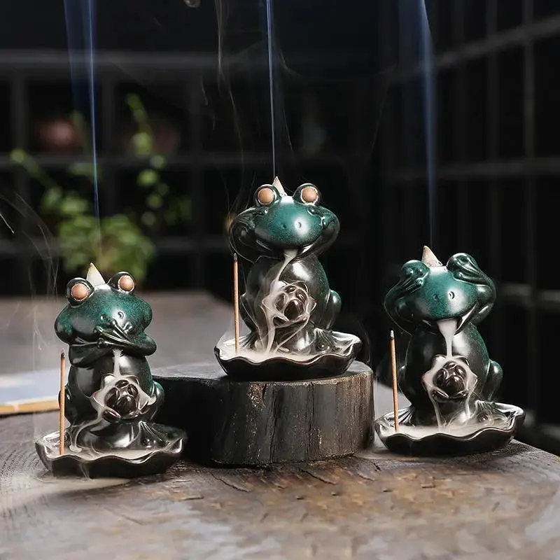 Handmade Ceramic Lotus Frog Waterfall Backflow Incense Burner, Incense Stick Holder, Purple Clay Censer (Without Incense) 
Handmade Ceramic Lotus Frog Waterfall Backflow Incense Burner, Incense Stick Holder, Purple Clay Censer (Without Incense)