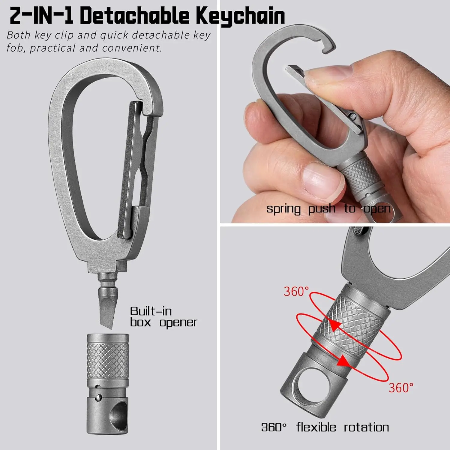 Quick Release Keychain,Titanium Carabiner Keychain Clip,Detachable Swivel Key Clip,Car Key Chain Men Key Ring Holder
Quick Release Keychain,Titanium Carabiner Keychain Clip,Detachable Swivel Key Clip,Car Key Chain Men Key Ring Holder