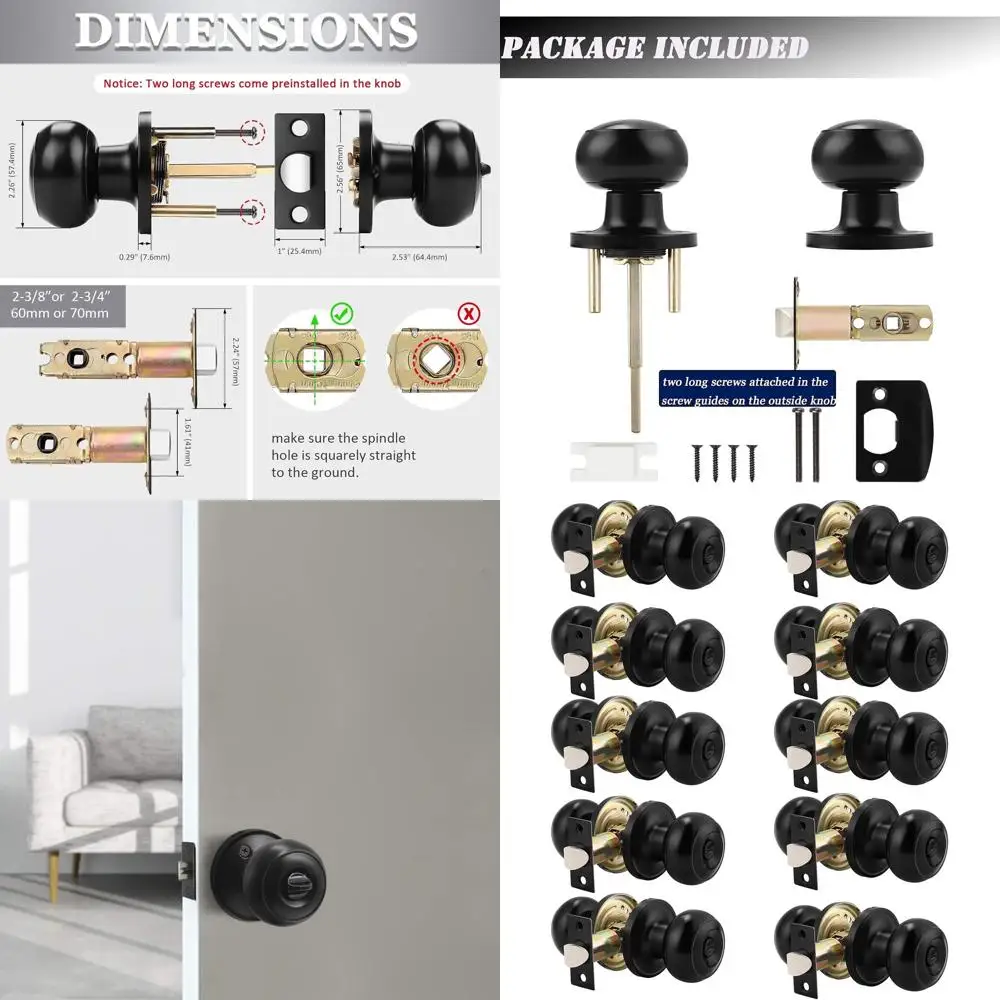 Набор из 10 круглых дверных ручек с поворотным замком, безключевые внутренние/наружные замки, идеально подходят для спален и ванных комнат, стильный дизайн
Набор из 10 круглых дверных ручек с поворотным замком, безключевые внутренние/наружные замки, идеально подходят для спален и ванных комнат, стильный дизайн