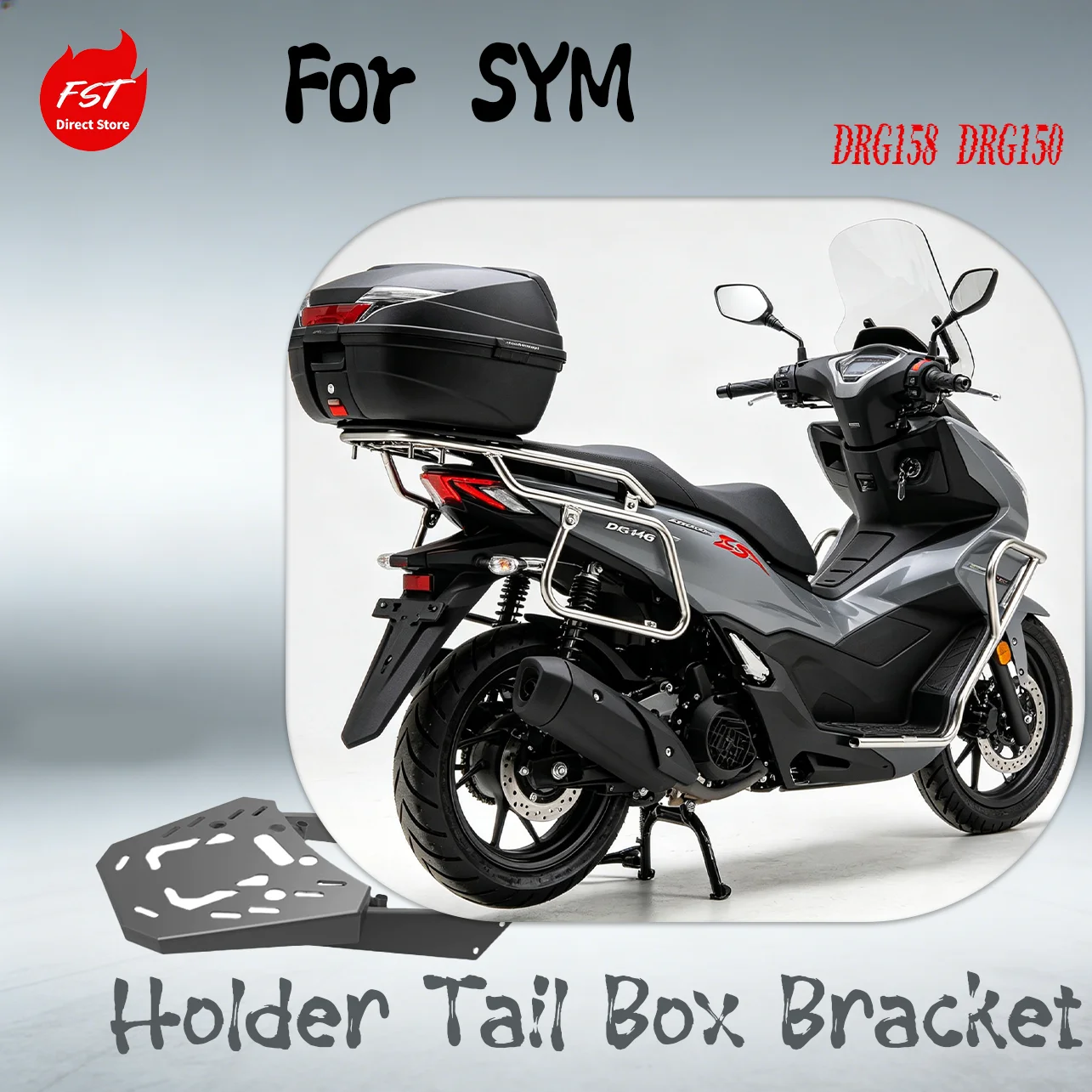 For SYM DRG158 Rear Rack Heavy-Duty Cargo Holder Tail Box Bracket for DRG150 Scooter Modified Parts
For SYM DRG158 Rear Rack Heavy-Duty Cargo Holder Tail Box Bracket for DRG150 Scooter Modified Parts