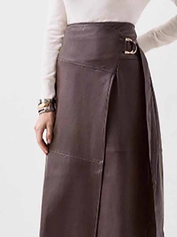 High Waist Fashion PU Leather Half Skirts Temperament Vintage Pure Color A-line Skirts Elegant Lady Irregular Commute Long Skirt
High Waist Fashion PU Leather Half Skirts Temperament Vintage Pure Color A-line Skirts Elegant Lady Irregular Commute Long Skirt