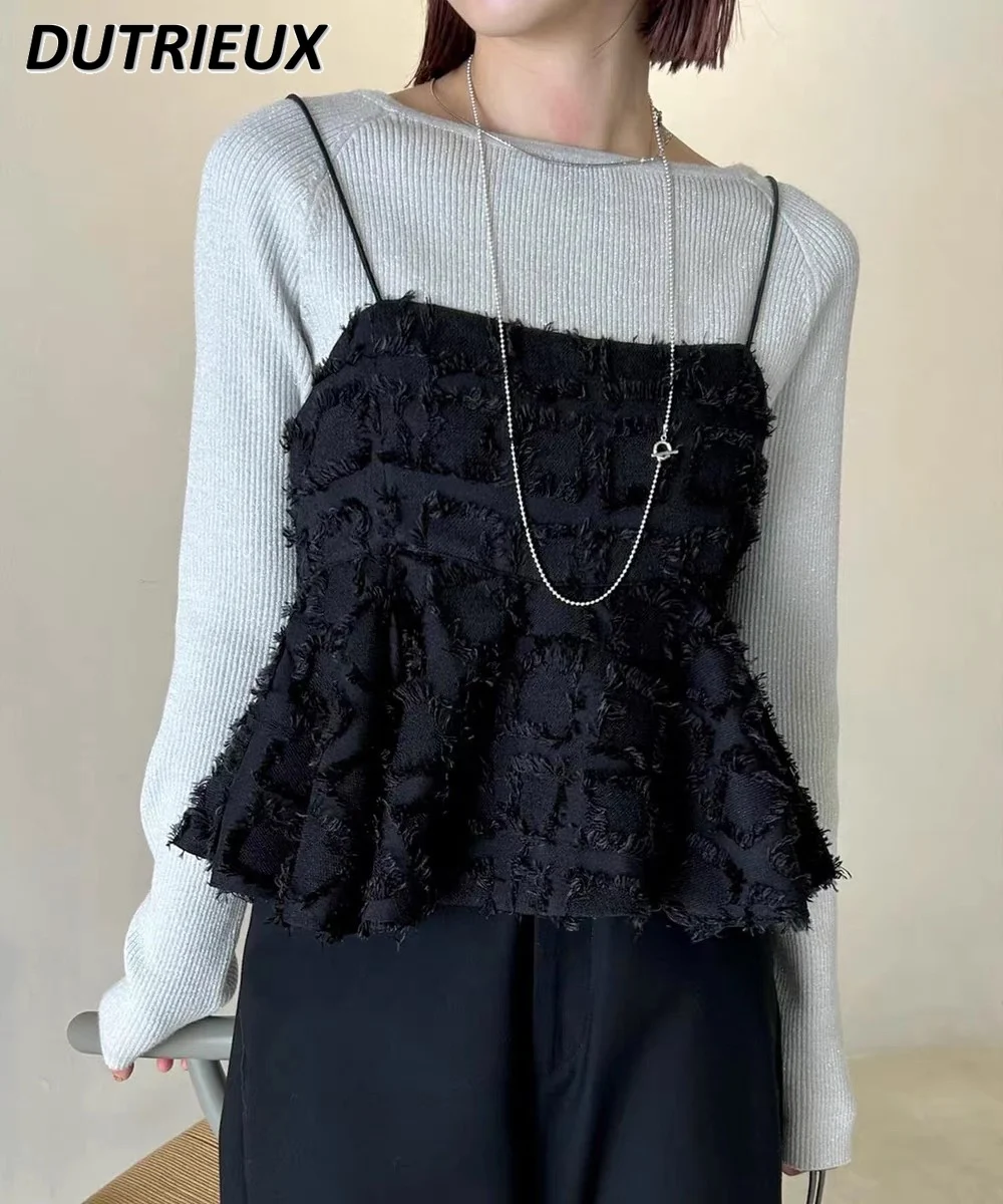 Japanese Spring and Autumn New Jacquard Outer Wear Sling Vest Sweet and Cute Girls Slimming Versatile Lace-up Crop Tops
Japanese Spring and Autumn New Jacquard Outer Wear Sling Vest Sweet and Cute Girls Slimming Versatile Lace-up Crop Tops