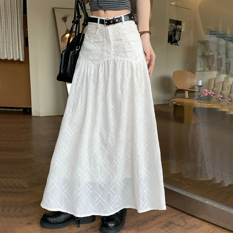 Korean White Skirt Women Fashion Plaid High Waist A Line Skirt Loose Summer New Vintage Preppy Style Female Chic Long Skirt
Korean White Skirt Women Fashion Plaid High Waist A Line Skirt Loose Summer New Vintage Preppy Style Female Chic Long Skirt