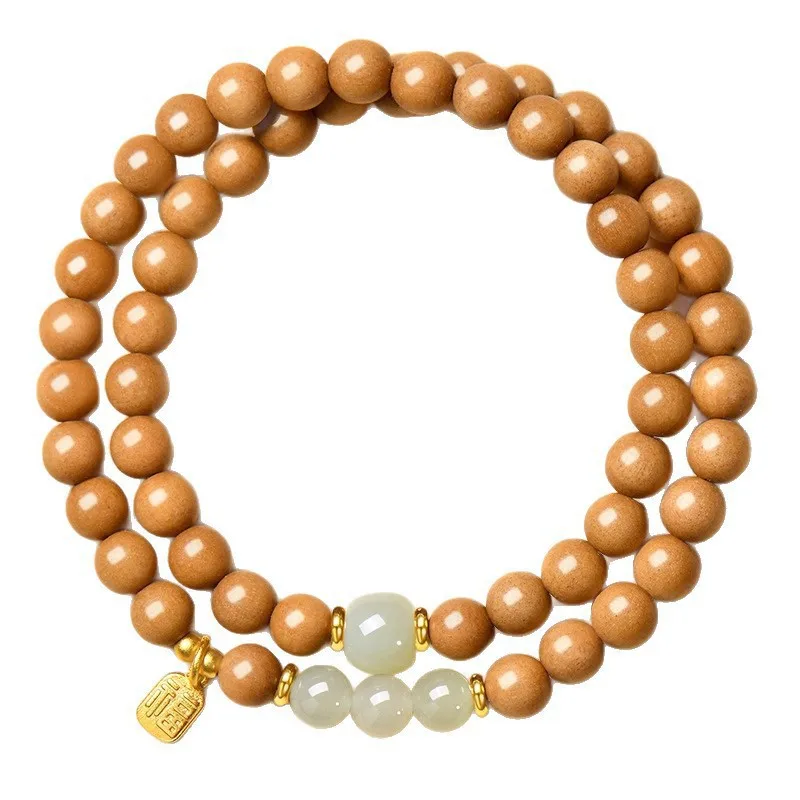 Natural Old Peach Wood Double Circle Bracelet with Hetian Jade Fortune Tag Unisex Versatile Chinese Style Bracelet Gifts
Natural Old Peach Wood Double Circle Bracelet with Hetian Jade Fortune Tag Unisex Versatile Chinese Style Bracelet Gifts