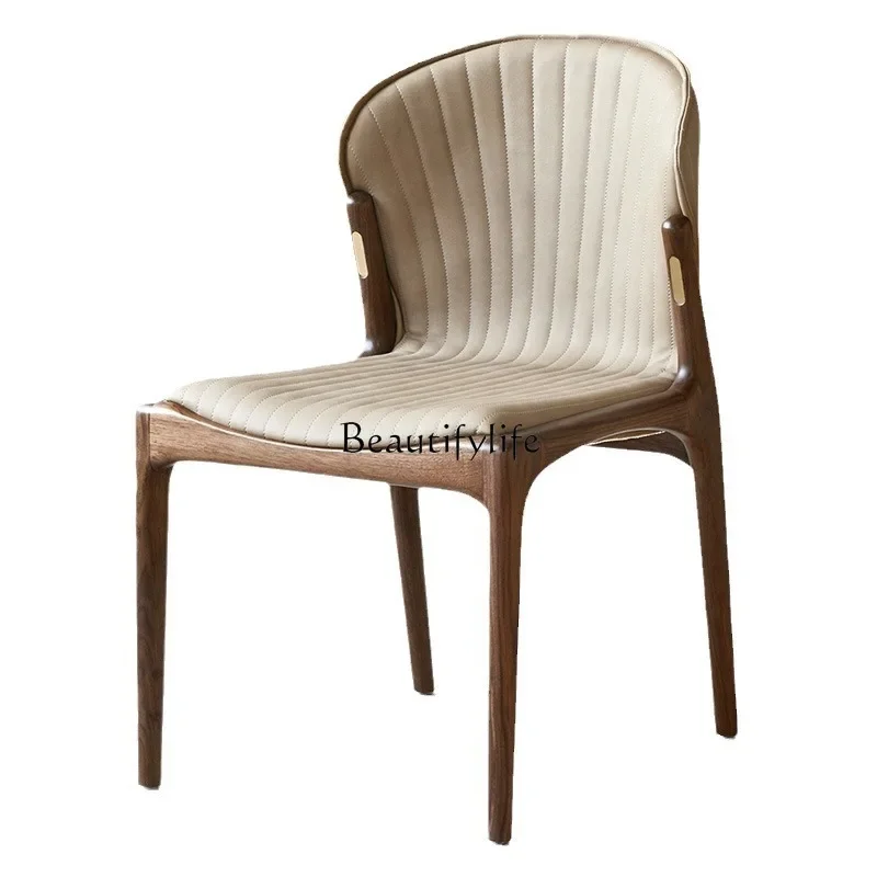 North American black walnut solid wood dining chair high-end household leather armchair
North American black walnut solid wood dining chair high-end household leather armchair