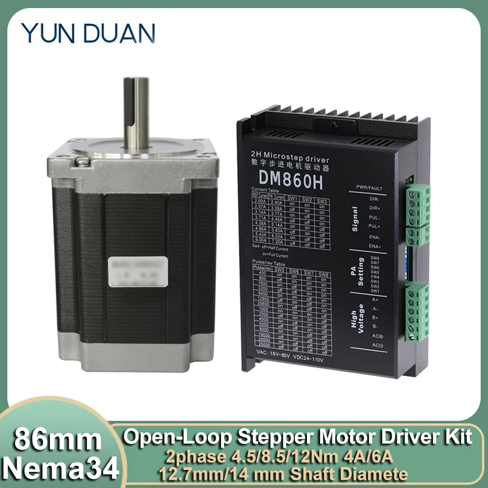 Nema34 86Stepper Motor Driver Kit 4.5Nm 8.5Nm 1.2Nm 6A DC 2-Phase Stepping Motor 4-Lead Digital Motor Driver with Cooling Fan
Nema34 86Stepper Motor Driver Kit 4.5Nm 8.5Nm 1.2Nm 6A DC 2-Phase Stepping Motor 4-Lead Digital Motor Driver with Cooling Fan