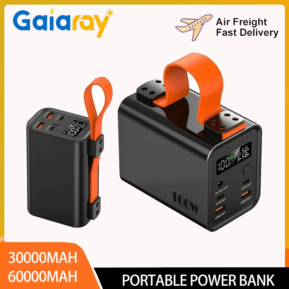 Gaiaray 60000 мАч 30000 мАч Power Bank PD 100 Вт Портативный аккумулятор для ноутбука Кемпинговый светильник Открытый мобильный аккумулятор большой емкости
Gaiaray 60000 мАч 30000 мАч Power Bank PD 100 Вт Портативный аккумулятор для ноутбука Кемпинговый светильник Открытый мобильный аккумулятор большой емкости