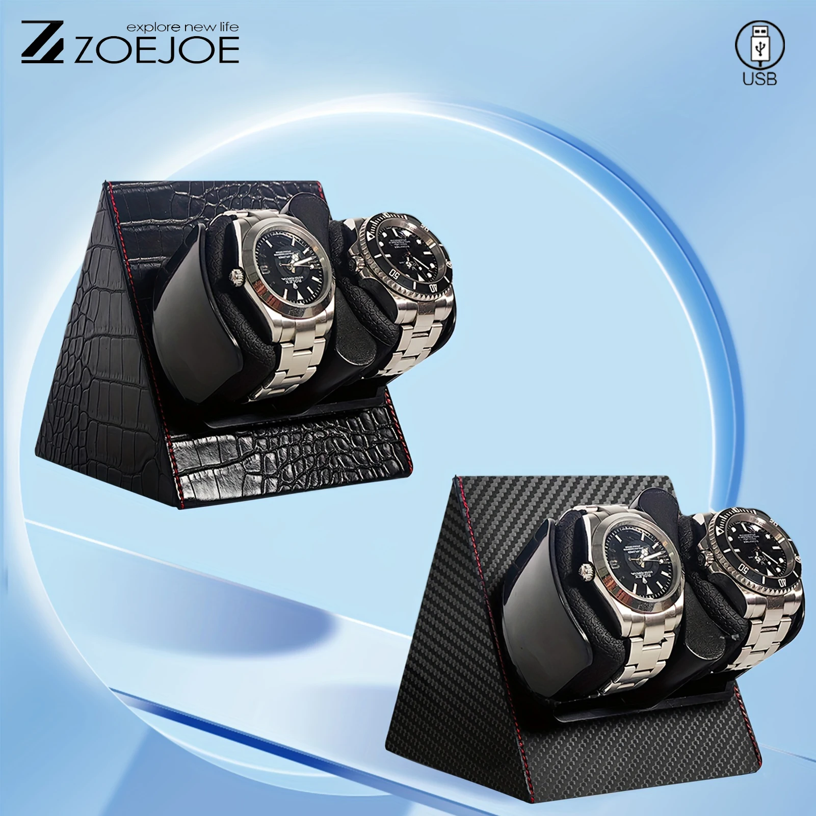 ZOEJOE 2+0 Подставка для автоматических часов с USB-питанием, текстурой под карбон, бесшумным мотором и компактным дизайном
ZOEJOE 2+0 Подставка для автоматических часов с USB-питанием, текстурой под карбон, бесшумным мотором и компактным дизайном