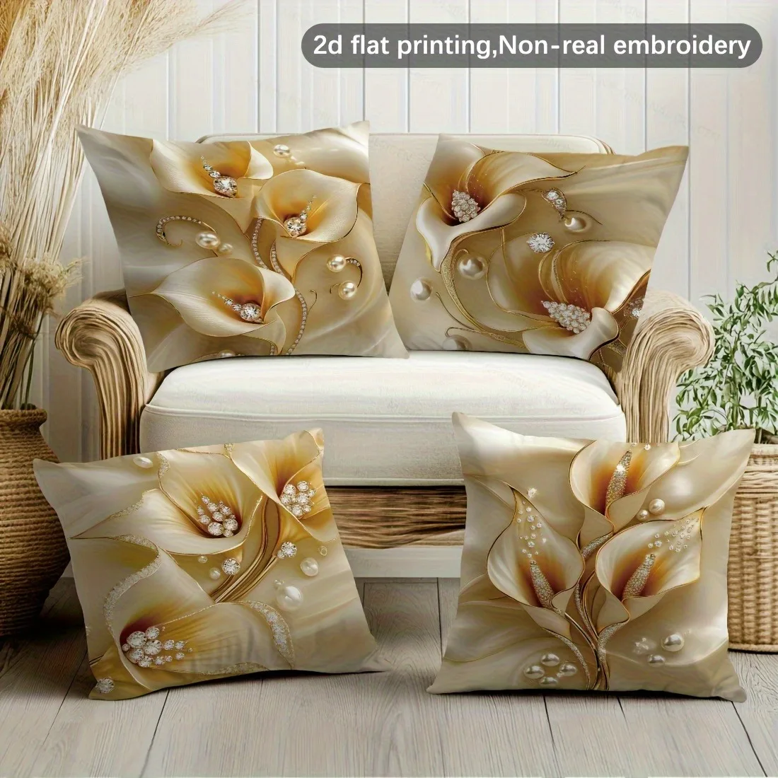 Luxury Calla Lily Pillowcase, Golden Pearl & Diamond Floral Design, Elegant Home Decor Cushion Cover
Luxury Calla Lily Pillowcase, Golden Pearl & Diamond Floral Design, Elegant Home Decor Cushion Cover