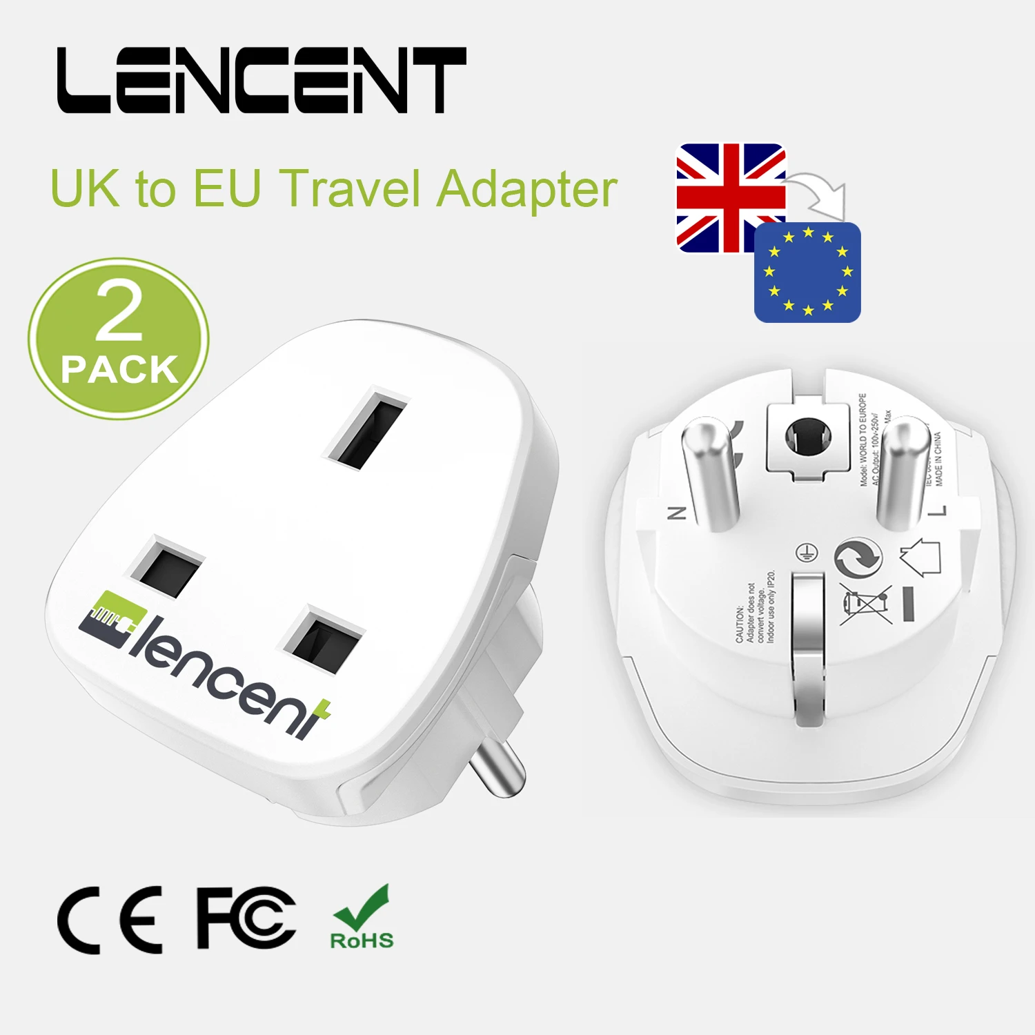 LENCENT 2 PCS UK to EU Europe Travel Adapter High Quality Euro Plug AC Power Charger Adapter Converter Socket for Travel /Home
LENCENT 2 PCS UK to EU Europe Travel Adapter High Quality Euro Plug AC Power Charger Adapter Converter Socket for Travel /Home