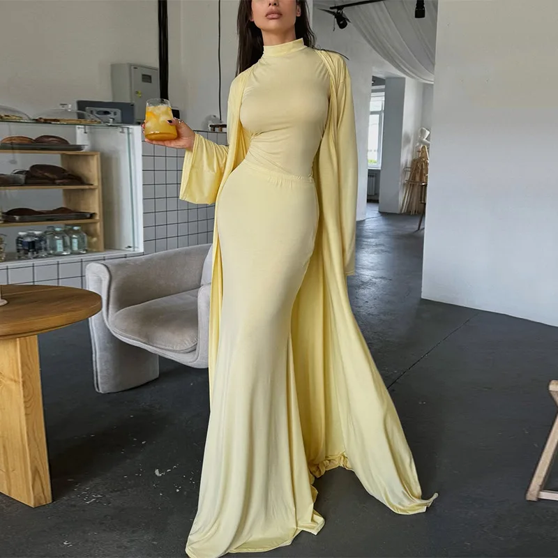 Women's clothing 2025 spring and summer new long jacket half turtle sleeveless vest skirt three-piece club clothing Vestidos
Women's clothing 2025 spring and summer new long jacket half turtle sleeveless vest skirt three-piece club clothing Vestidos
