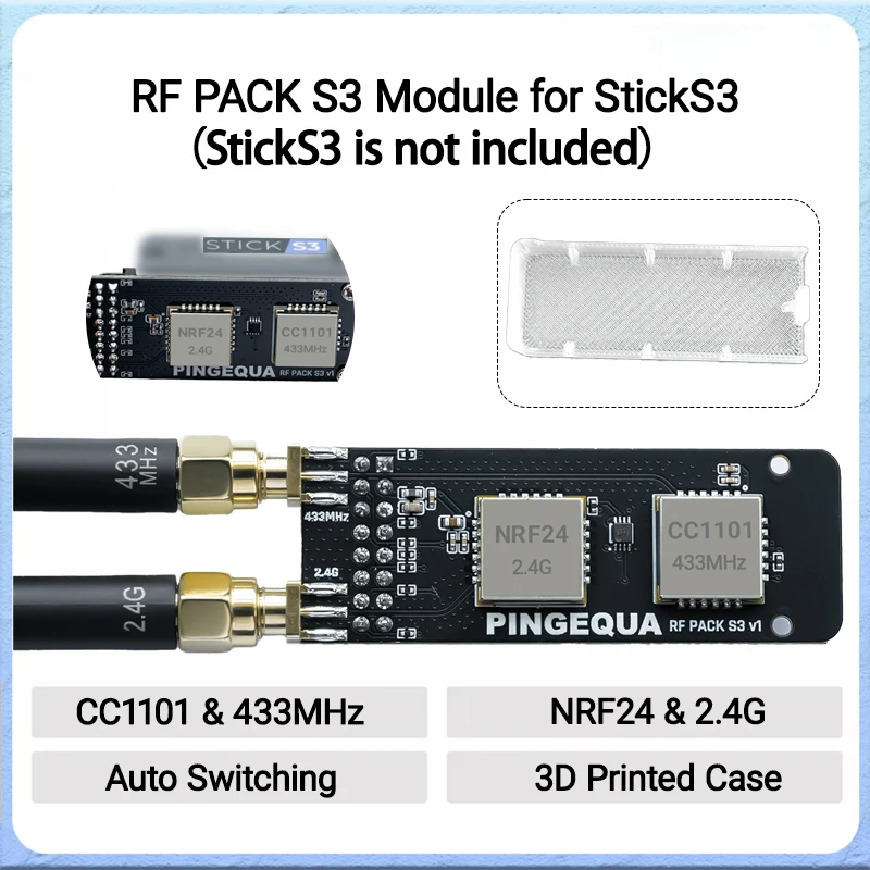 Плата разработки 433Mhz CC1101 и NRF24L01 для M5Stack StickS3 RF Explorer | Совместимый с Bruce PINGEQUA RF PACK S3
Плата разработки 433Mhz CC1101 и NRF24L01 для M5Stack StickS3 RF Explorer | Совместимый с Bruce PINGEQUA RF PACK S3
