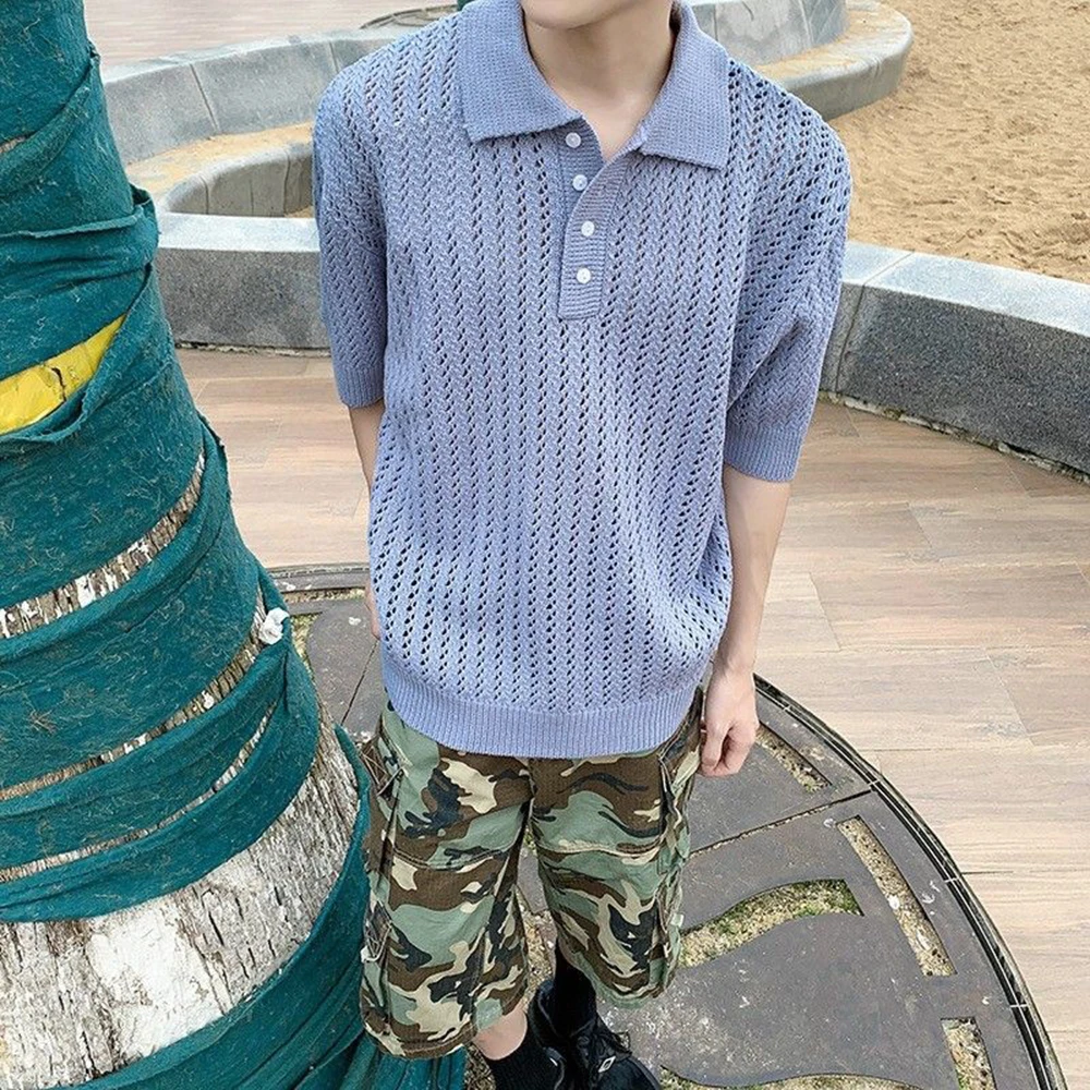 Men Sweater Hollow Casual Polo Sweater Summer Streetwear Fashion Youth Campus Short-Sleeve Top Old Money Men'S Clothing 2025 New
Men Sweater Hollow Casual Polo Sweater Summer Streetwear Fashion Youth Campus Short-Sleeve Top Old Money Men'S Clothing 2025 New