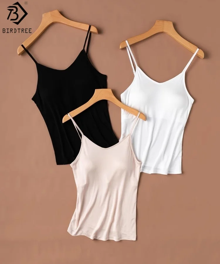 Birdtree Lining 100% Mulberry Silk Camisole,Women Solid Color Sexy Sling Vest With Chest Cushion,2025 Summer Tops T56438JF
Birdtree Lining 100% Mulberry Silk Camisole,Women Solid Color Sexy Sling Vest With Chest Cushion,2025 Summer Tops T56438JF