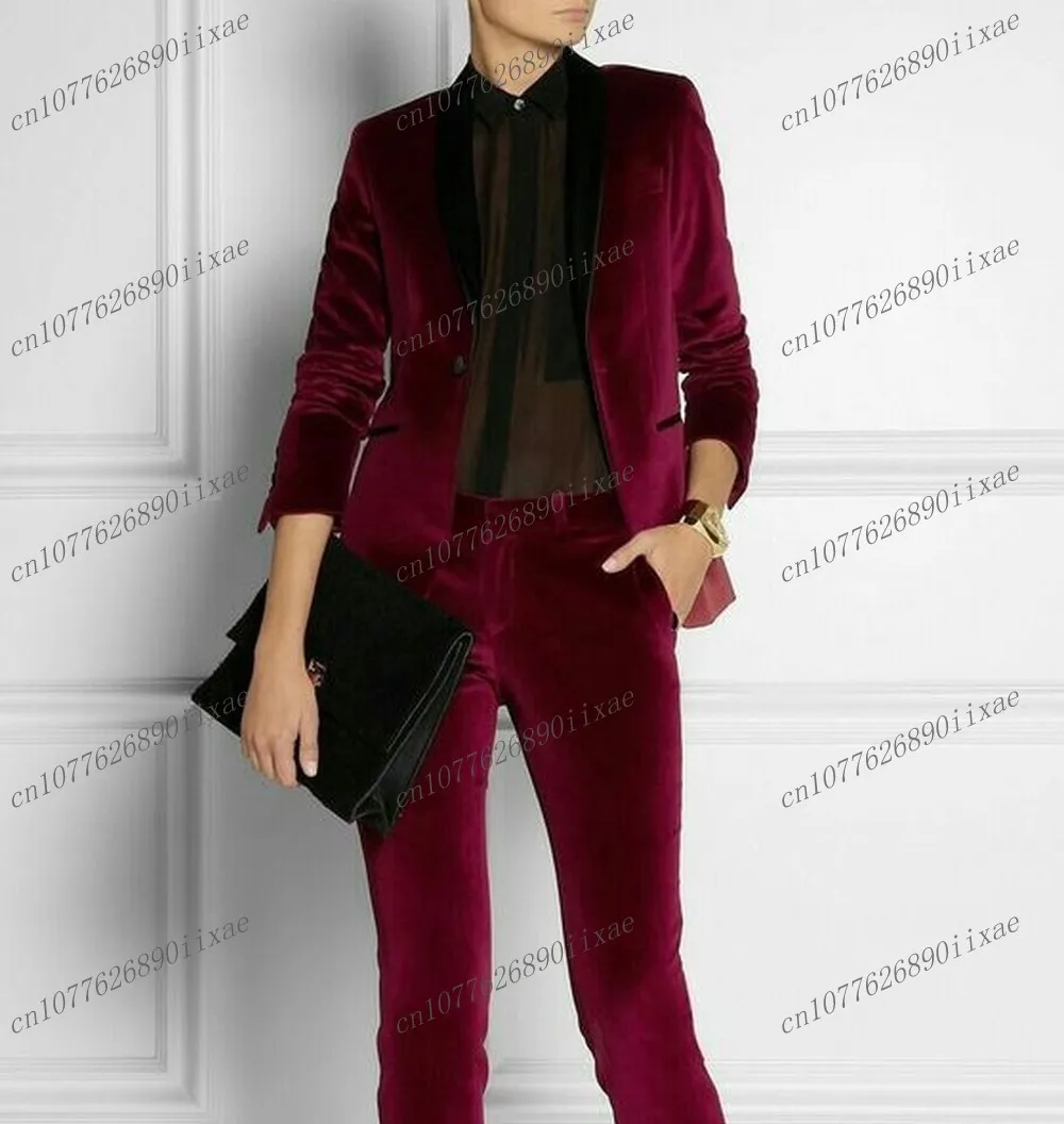 New Velvet Burgundy Women Suits Lady Business Office Tuxedos Mother Wedding Party Formal Ladies Costume 2 Piece Set Jacket Pants
New Velvet Burgundy Women Suits Lady Business Office Tuxedos Mother Wedding Party Formal Ladies Costume 2 Piece Set Jacket Pants