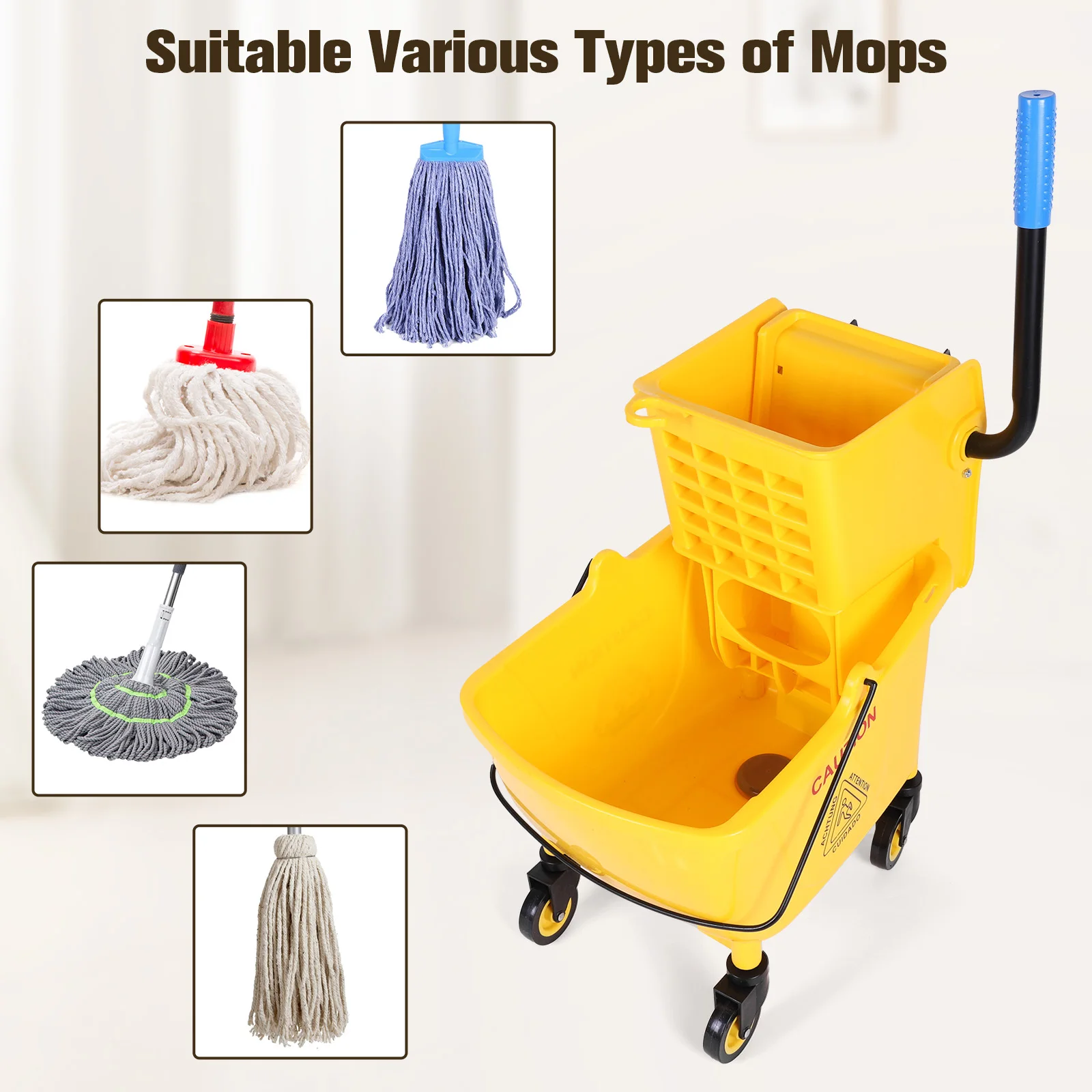 24L Plastic Bucket Mop Wringer with Wheels Squeezing Water Bucket Multifunction Creative Trolley Mop Bucket Floor Cleaning Tool
24L Plastic Bucket Mop Wringer with Wheels Squeezing Water Bucket Multifunction Creative Trolley Mop Bucket Floor Cleaning Tool