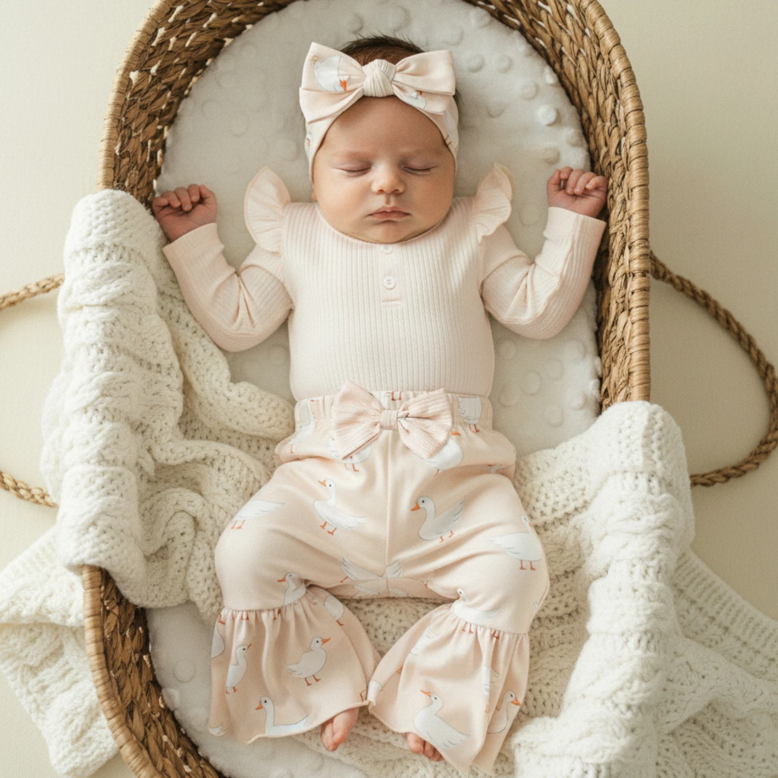 Детский комбинезон из 3 предметов для маленьких девочек, комбинезон с длинными рукавами, повязка на голову с гусиным принтом, расклешенные брюки с эластичной резинкой на талии, комплект для малышей
Детский комбинезон из 3 предметов для маленьких девочек, комбинезон с длинными рукавами, повязка на голову с гусиным принтом, расклешенные брюки с эластичной резинкой на талии, комплект для малышей