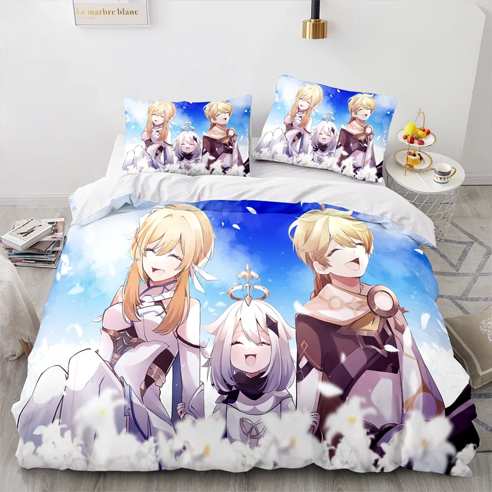 Genshin Impact Комплект постельного белья Single Twin Full Queen King Size Game Аниме Комплект постельного белья для взрослых и детей Наборы пододеяльников для спальни с 3D принтом аниме
Genshin Impact Комплект постельного белья Single Twin Full Queen King Size Game Аниме Комплект постельного белья для взрослых и детей Наборы пододеяльников для спальни с 3D принтом аниме