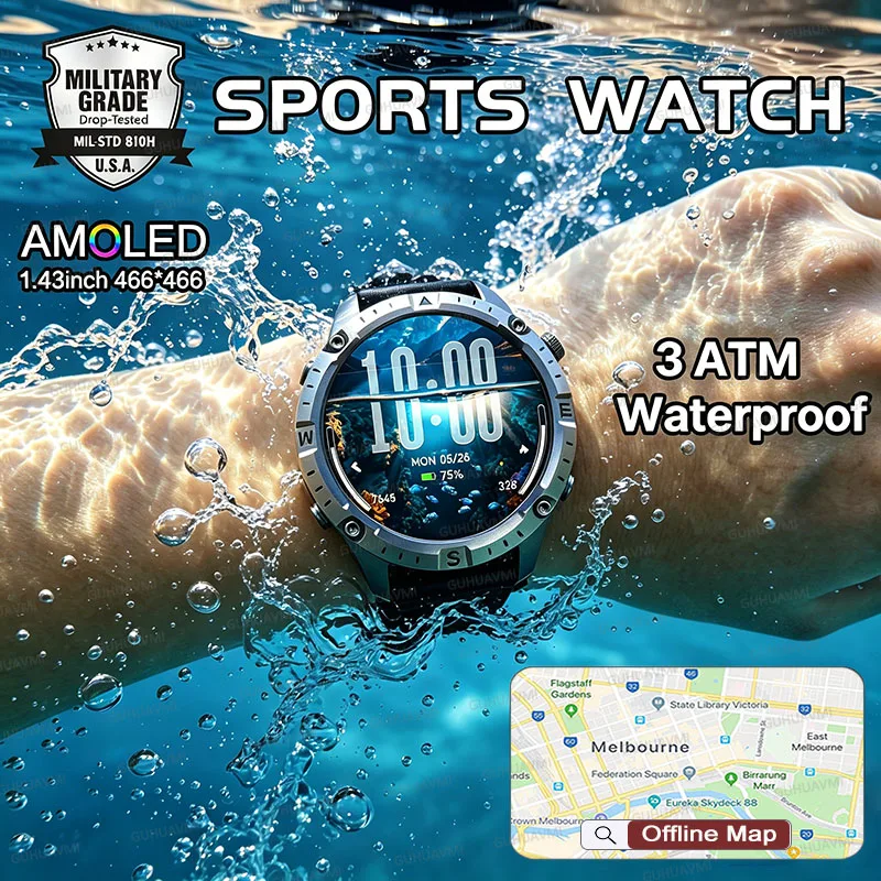 New Built-in Military Offline Map Men Smart Watch Outdoor GPS 1.43"AMOLED Screen 730mAh Flashlight 3ATM Waterproof HD Call Watch
New Built-in Military Offline Map Men Smart Watch Outdoor GPS 1.43"AMOLED Screen 730mAh Flashlight 3ATM Waterproof HD Call Watch