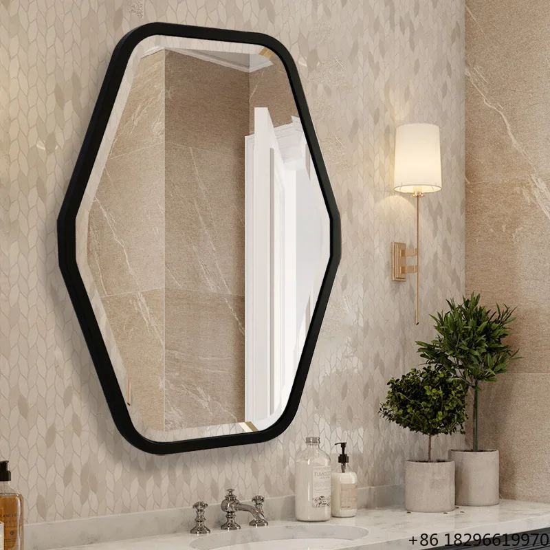 Hexagon Stainless Steel Decorative Wall Mirror Black Coated Modern Bath Mirror for Home
Hexagon Stainless Steel Decorative Wall Mirror Black Coated Modern Bath Mirror for Home