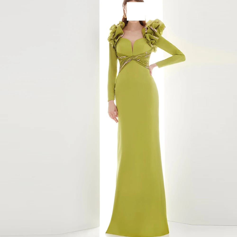 Customized Temperament Off the Shoulder Jersey Evening Dresses Fashion Square Collar Long Sleeves Straight Vestido De Festa
Customized Temperament Off the Shoulder Jersey Evening Dresses Fashion Square Collar Long Sleeves Straight Vestido De Festa