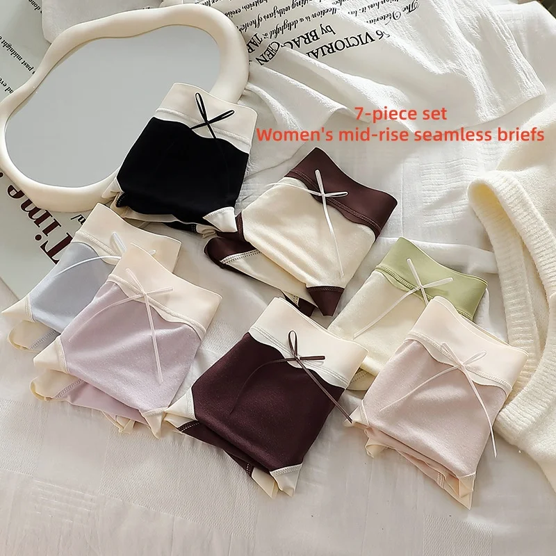 Комплект из 7 женских трусиков: бесшовные, из модала, со средней посадкой, комфортные, дышащие, антибактериальные, с бантом, сексуальные, приятные для кожи
Комплект из 7 женских трусиков: бесшовные, из модала, со средней посадкой, комфортные, дышащие, антибактериальные, с бантом, сексуальные, приятные для кожи