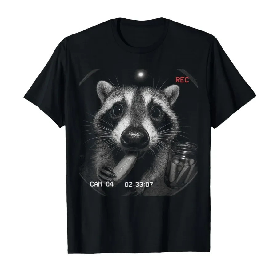 Funny Raccoon Eating Pickles Feral Security Camera Footage T-shirt For Men Women 100% Cotton T Shirts Short Sleeve Tops 0424-1
Funny Raccoon Eating Pickles Feral Security Camera Footage T-shirt For Men Women 100% Cotton T Shirts Short Sleeve Tops 0424-1