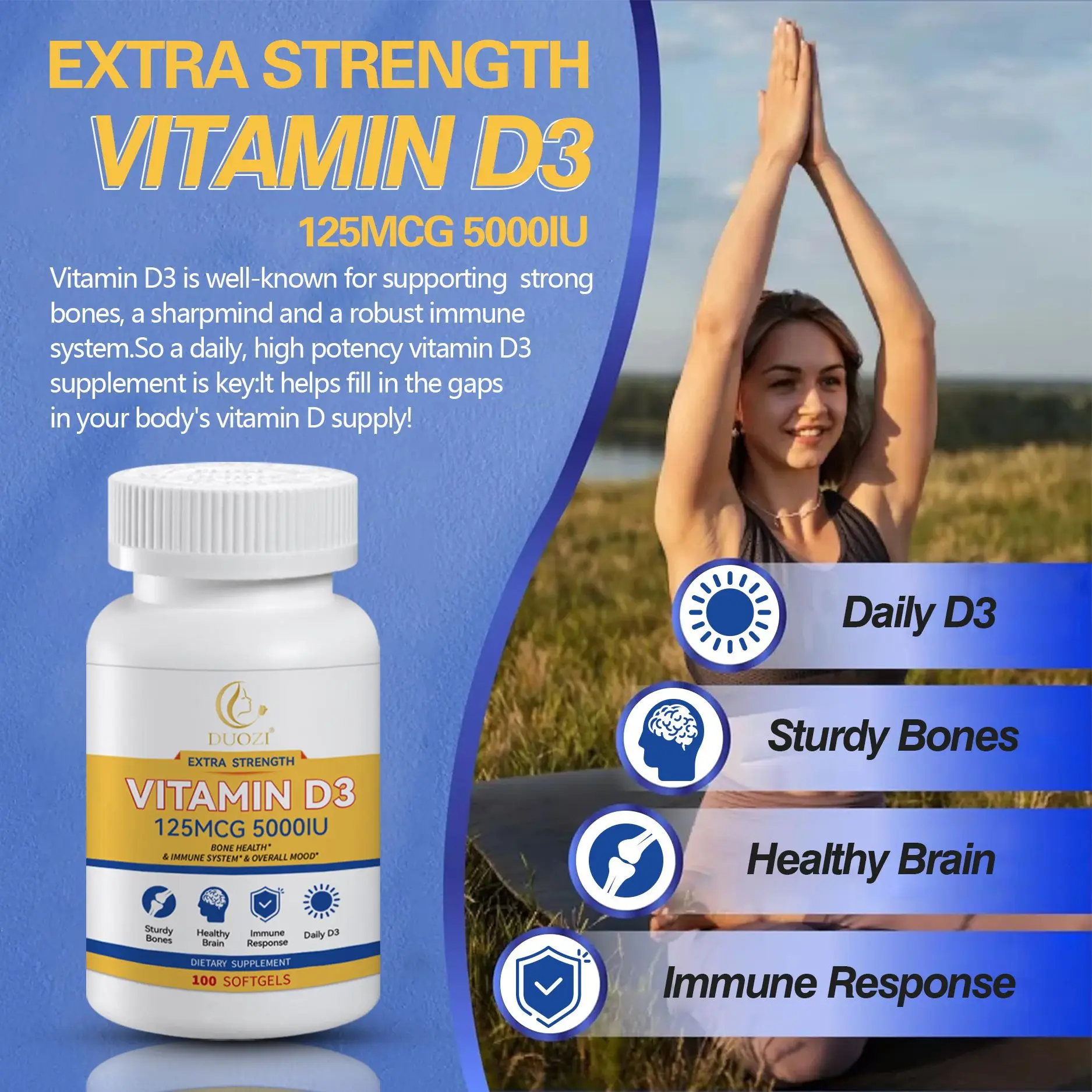 Мягкие капсулы с витамином D3 способствуют здоровью костей, росту клеток, улучшают баланс тела и добавление питания.
Мягкие капсулы с витамином D3 способствуют здоровью костей, росту клеток, улучшают баланс тела и добавление питания.