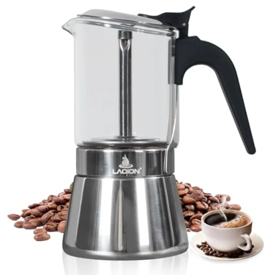 Stovetop Espresso Maker 9Cup 360ml Moka Pot Crystal Glass-top and Stainless Steel Coffee Maker Mocha Pot Greca De Cafe Cuban an
Stovetop Espresso Maker 9Cup 360ml Moka Pot Crystal Glass-top and Stainless Steel Coffee Maker Mocha Pot Greca De Cafe Cuban an