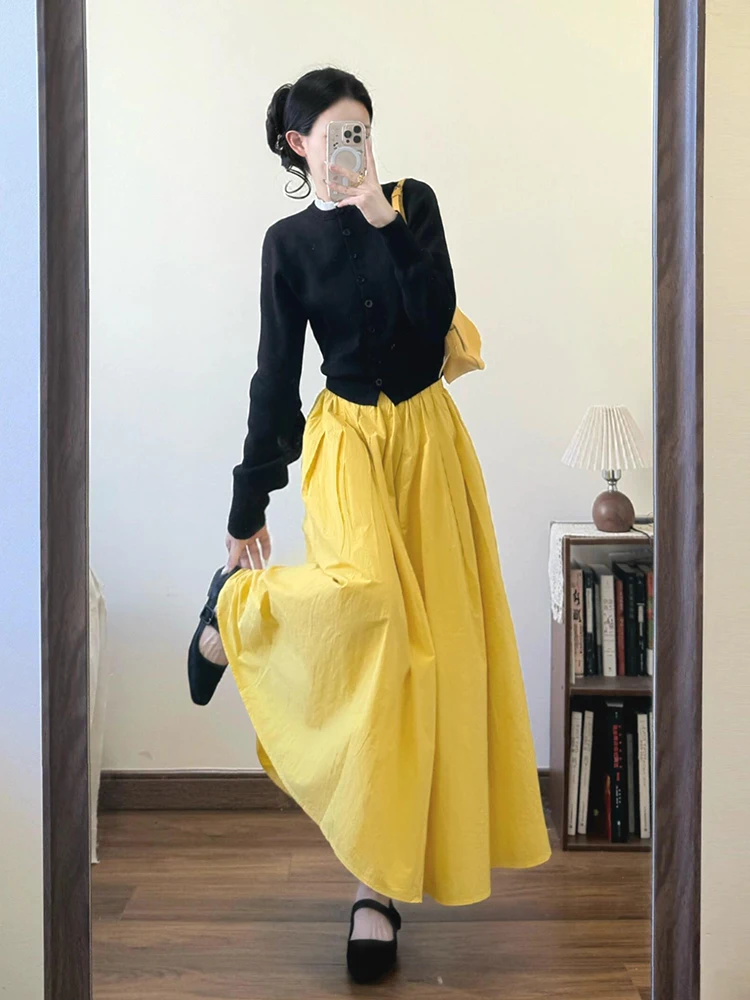 Black Knitted Open Cardigan And Skirt Set plus Size Women's Fashionable Autumn Outfit Comfortable Breathable Polyester F...
Black Knitted Open Cardigan And Skirt Set plus Size Women's Fashionable Autumn Outfit Comfortable Breathable Polyester F...