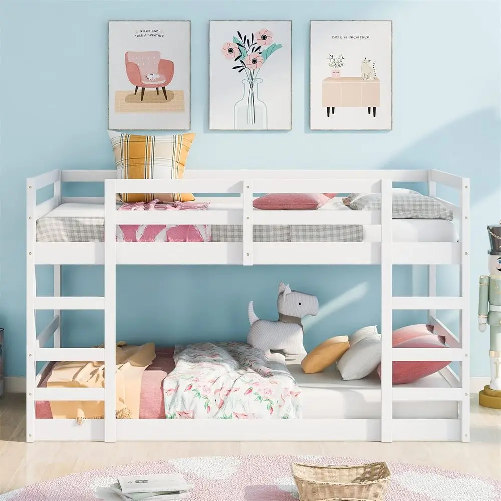 Twin Over Twin Wooden Bunk Bed with Two Ladders, Suitable for Kids, Toddlers, and Teens Bedrooms, Dorms - White
Twin Over Twin Wooden Bunk Bed with Two Ladders, Suitable for Kids, Toddlers, and Teens Bedrooms, Dorms - White