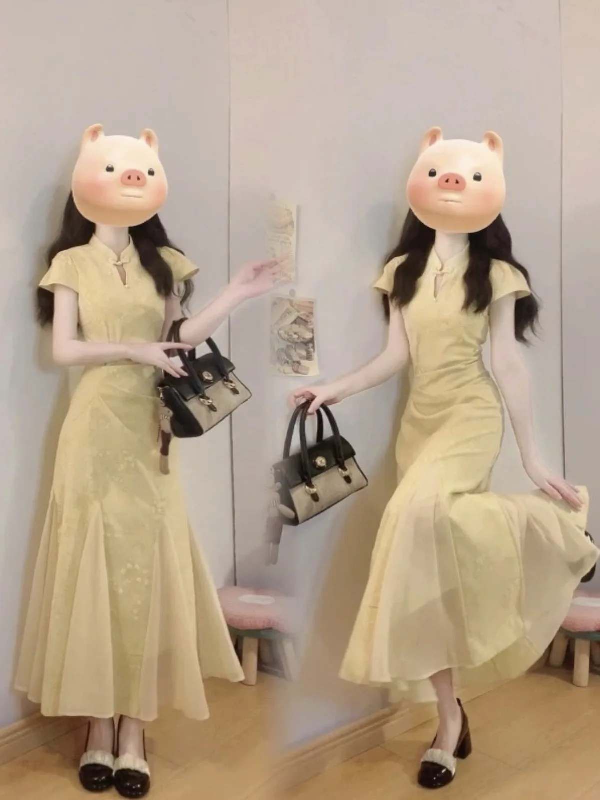 Elegant Yellow Chinese Style Dress Women's Miniature Fish Tail Long Skirt Summer New Chinese Fashion Gentle Temperament Dress
Elegant Yellow Chinese Style Dress Women's Miniature Fish Tail Long Skirt Summer New Chinese Fashion Gentle Temperament Dress