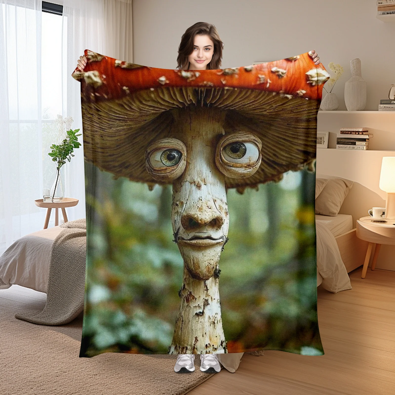 Anthropomorphic Mushroom Person With Eyes In Orange Blanket For A Playful And Vibrant Home Decor Accent Piece Design
Anthropomorphic Mushroom Person With Eyes In Orange Blanket For A Playful And Vibrant Home Decor Accent Piece Design