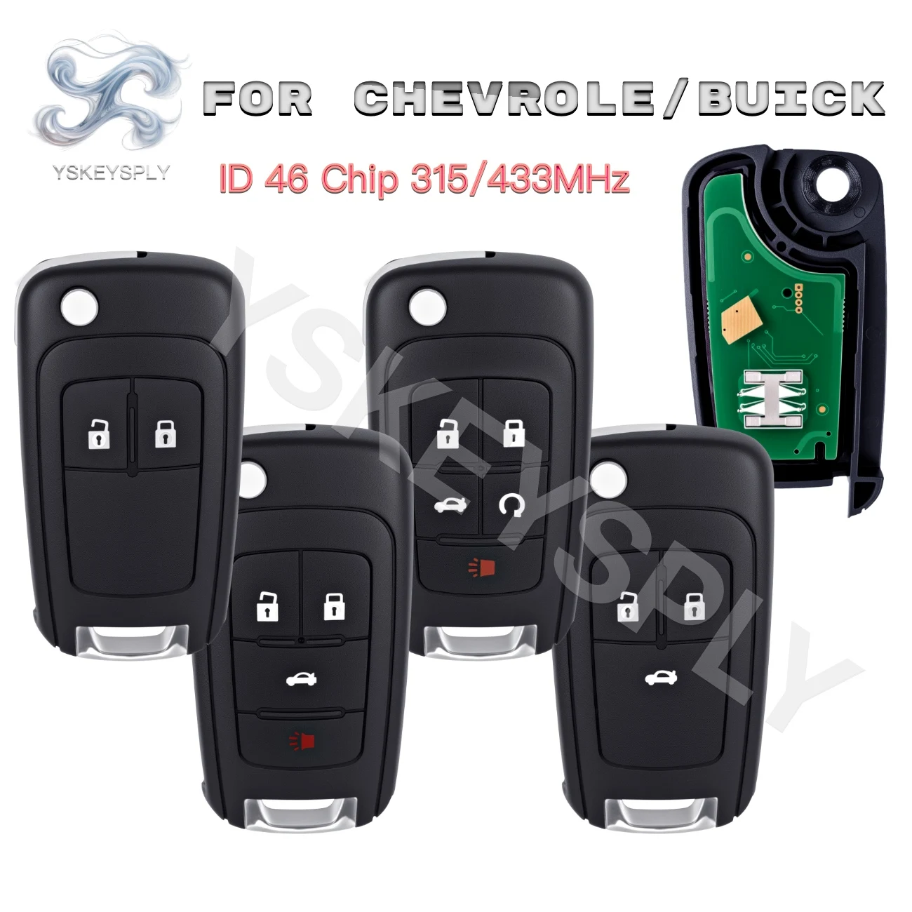 Remote Key Fob — For Buick Chevrolet Cruze Epica Lova Camaro Impala Aveo Malibu Sail Orlando Trax Spark ID46 315/433 MHz with Lo
Remote Key Fob — For Buick Chevrolet Cruze Epica Lova Camaro Impala Aveo Malibu Sail Orlando Trax Spark ID46 315/433 MHz with Lo