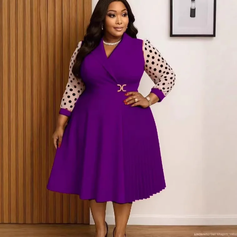 Plus-size Women's Polka-dot Patchwork Dress With A Blazer Collar, Waist-cinching, Slimming, Elegant, Suitable For Banquets And
Plus-size Women's Polka-dot Patchwork Dress With A Blazer Collar, Waist-cinching, Slimming, Elegant, Suitable For Banquets And