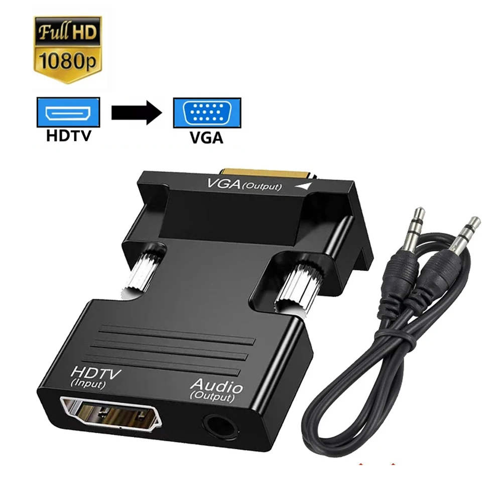LIULZ HD 1080P HDMI to VGA Adapter with Audio Cable HDTV Female Input To VGA Male Audio Output Converter For PC Laptop Computer
LIULZ HD 1080P HDMI to VGA Adapter with Audio Cable HDTV Female Input To VGA Male Audio Output Converter For PC Laptop Computer